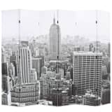 vidaXL Biombo divisor plegable 228x180 cm Nueva York blanco y negro