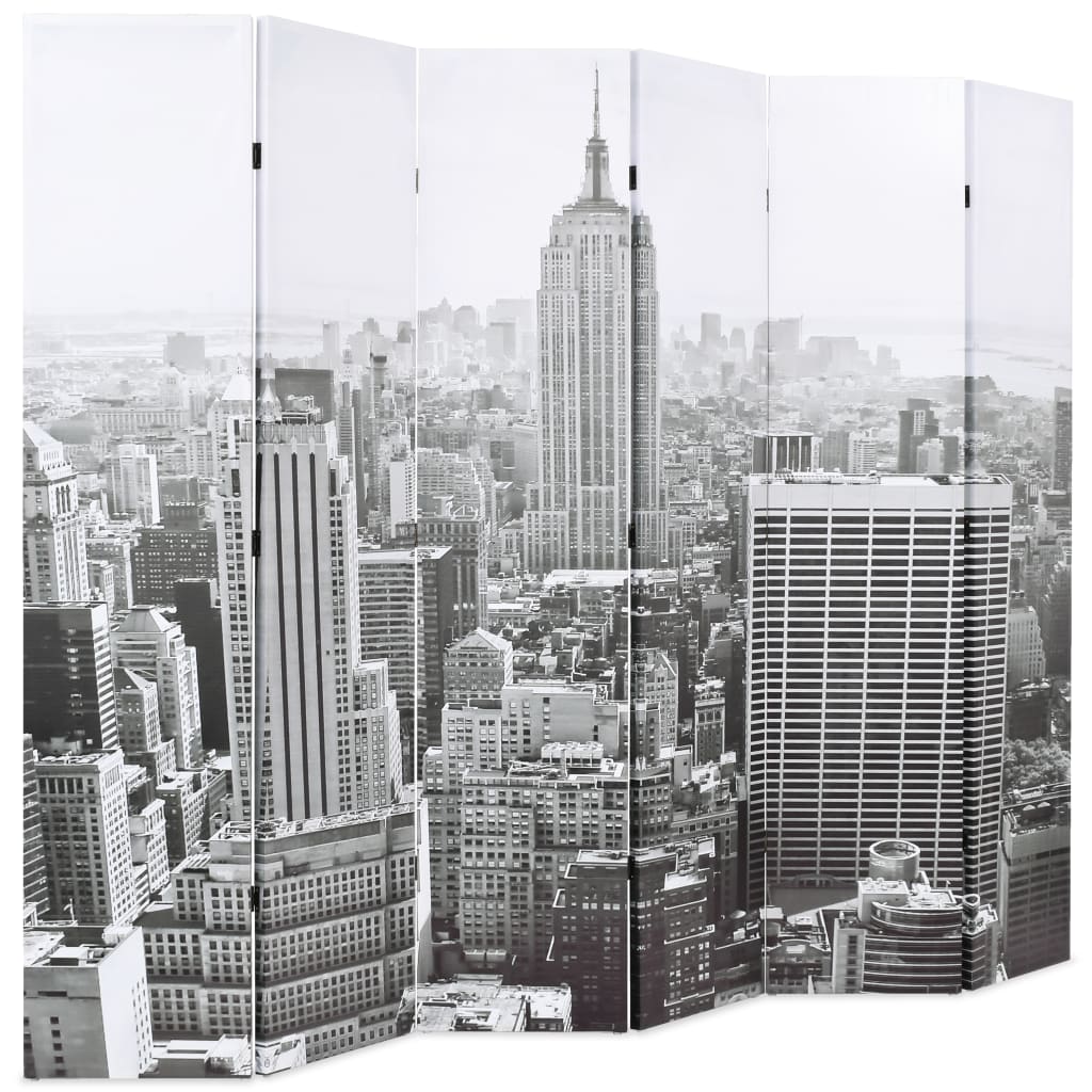

vidaXL Kamerscherm New York bij daglicht 228x170 cm zwart en wit