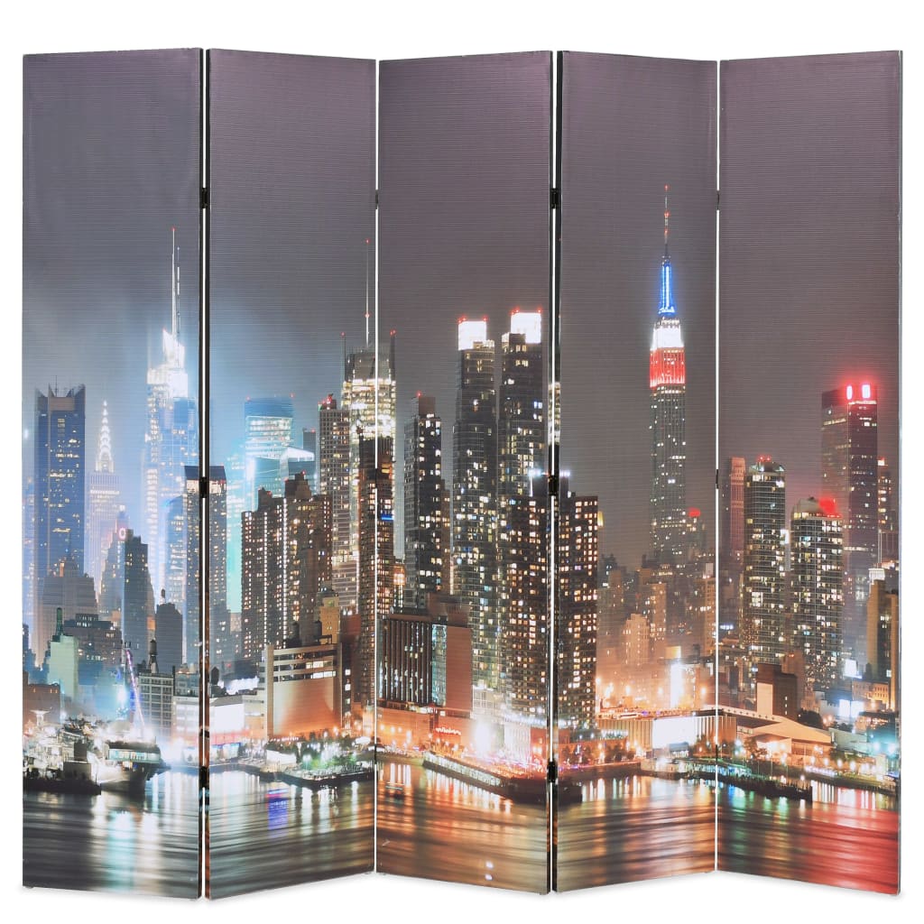 vidaXL Zložljiv paravan 200x170 cm New York ponoči