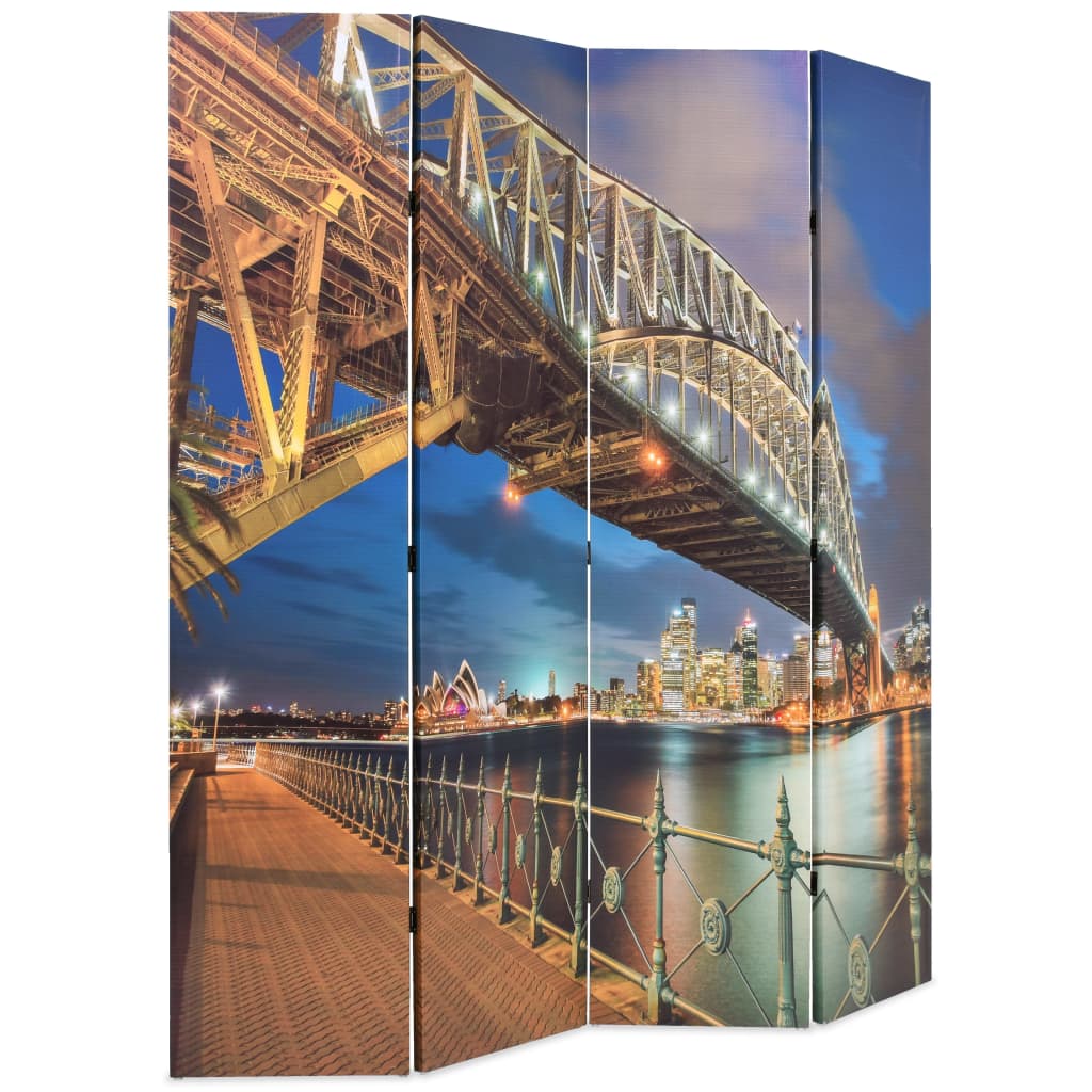 vidaXL Paravento Pieghevole 160x170 cm Stampa Harbour Bridge di Sydney