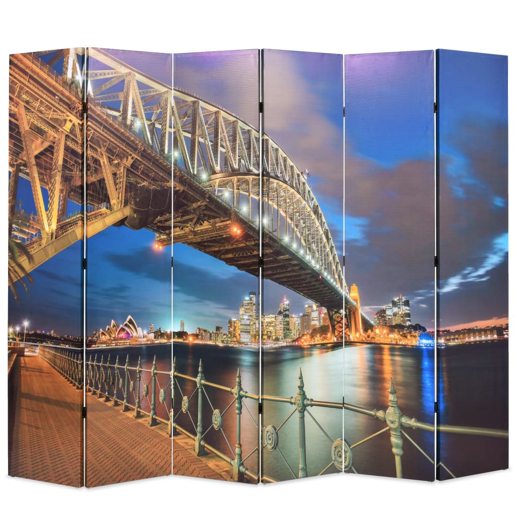 vidaXL Taitettava huoneenjakaja 228×170 cm Sydney Harbour Bridge