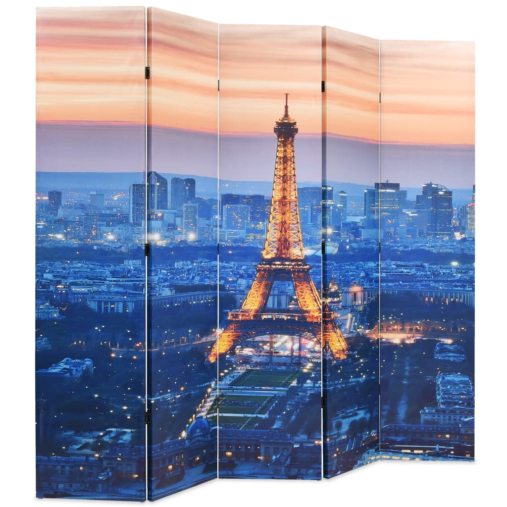 vidaXL Sklopiva sobna pregrada sa slikom Pariza noću 200 x 170 cm