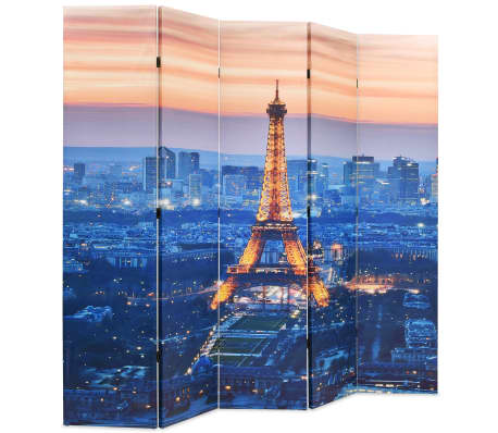 vidaXL Сгъваем параван за стая, 200x170 см, нощен Париж