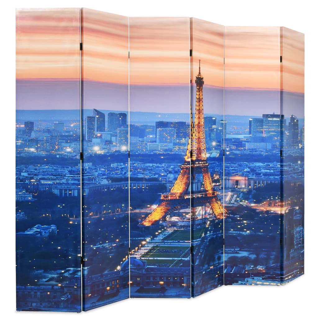 vidaXL Kokoontaitettava tilanjakaja 228x170 cm Pariisin yömaisema