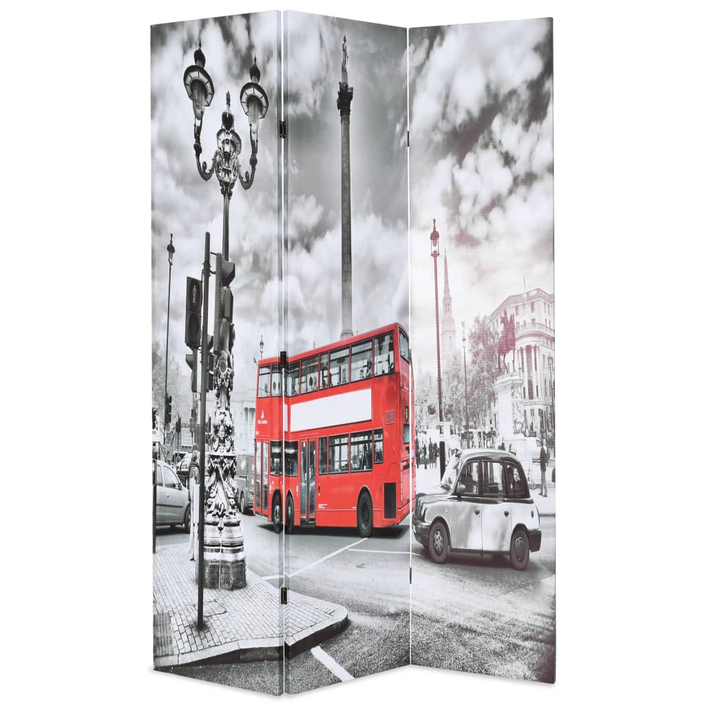 vidaXL Paravan cameră pliabil, 120×170 cm, autobuz londonez, negru/alb vidaXL