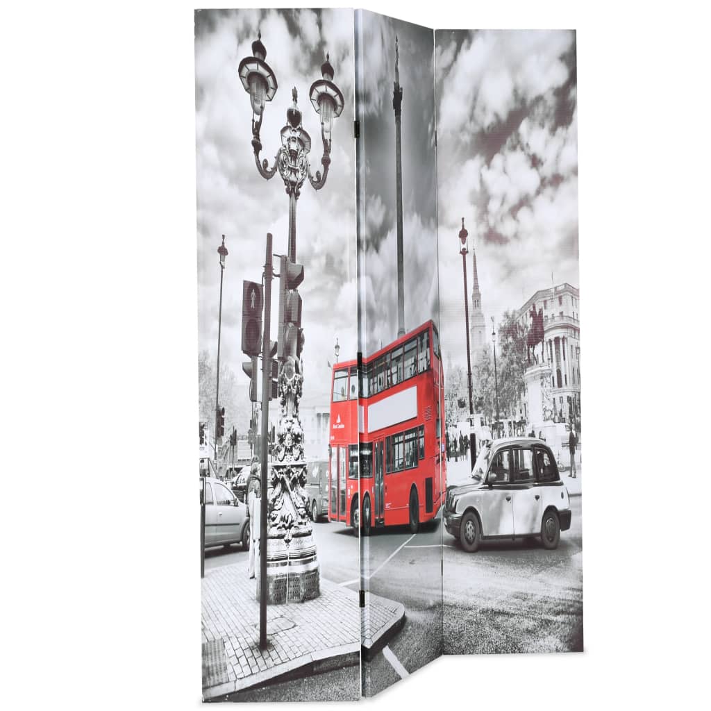 vidaXL Kamerscherm inklapbaar Londen bus 120x170 cm zwart en wit afbeelding