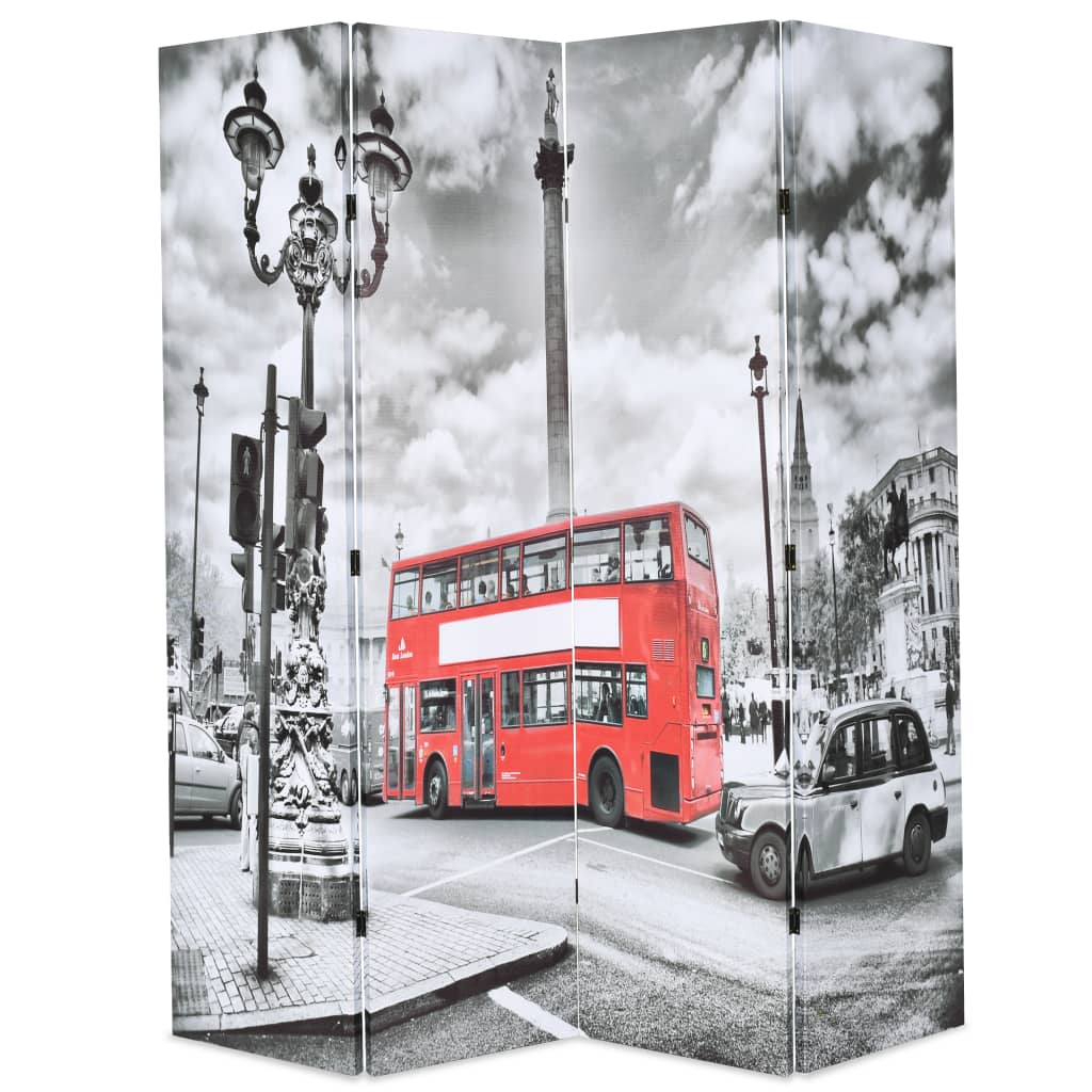 vidaXL Paravan cameră pliabil, 160×170 cm, autobuz londonez, negru/alb vidaXL