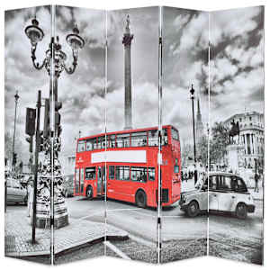 Skládací paraván 200 x 170 cm Londýnský autobus černobílý - obrázek 1