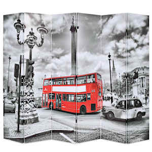 Skládací paraván 228 x 170 cm Londýnský autobus černobílý - obrázek 1