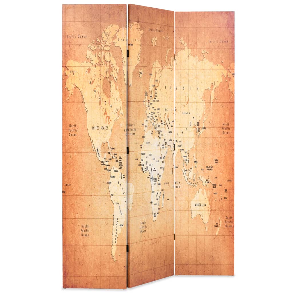 Sárga világtérkép mintás paraván 120 x 170 cm 