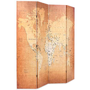 Skládací paraván 160 x 170 cm Mapa světa žlutý - obrázek 2