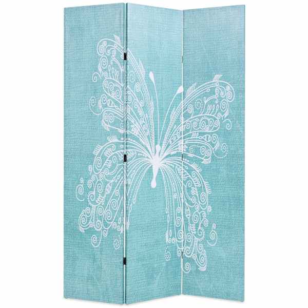 vidaXL kokkupandav sirm 120 x 170 cm liblikaga, sinine