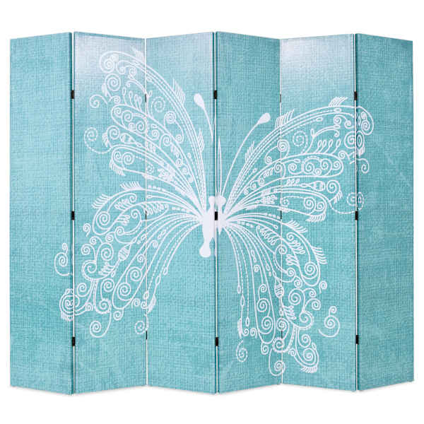 vidaXL kokkupandav sirm 228 x 170 cm liblikaga, sinine
