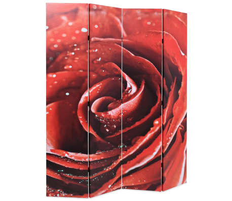 vidaXL Biombo dobrável com estampa de rosa vermelha 160x170 cm
