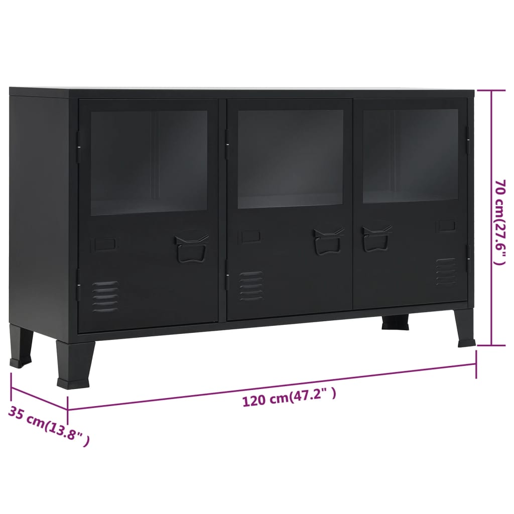 Buffet Métal De Style Industriel 120 X 35 X 70 Cm Noir VidaXL 21 width=274