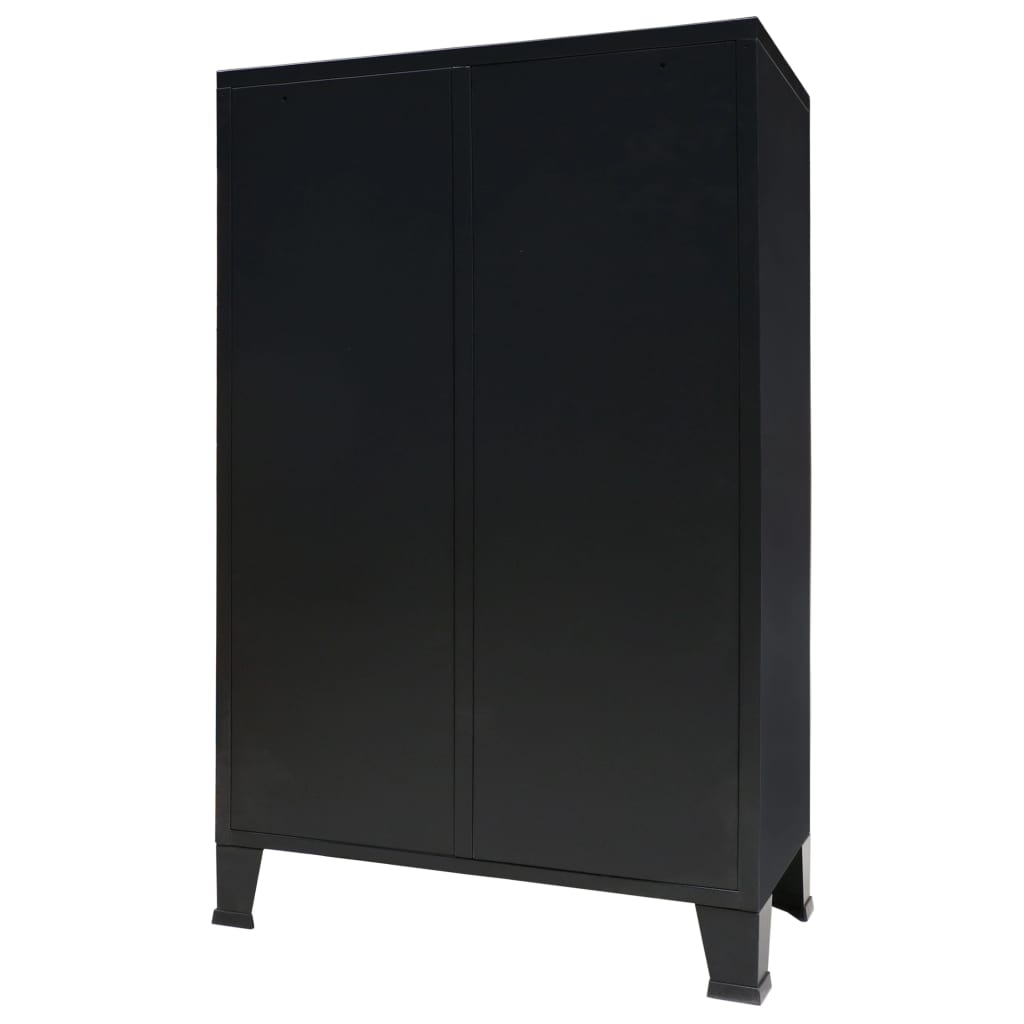 Ipari stílusú fekete fém ruhásszekrény 67 x 35 x 107 cm 