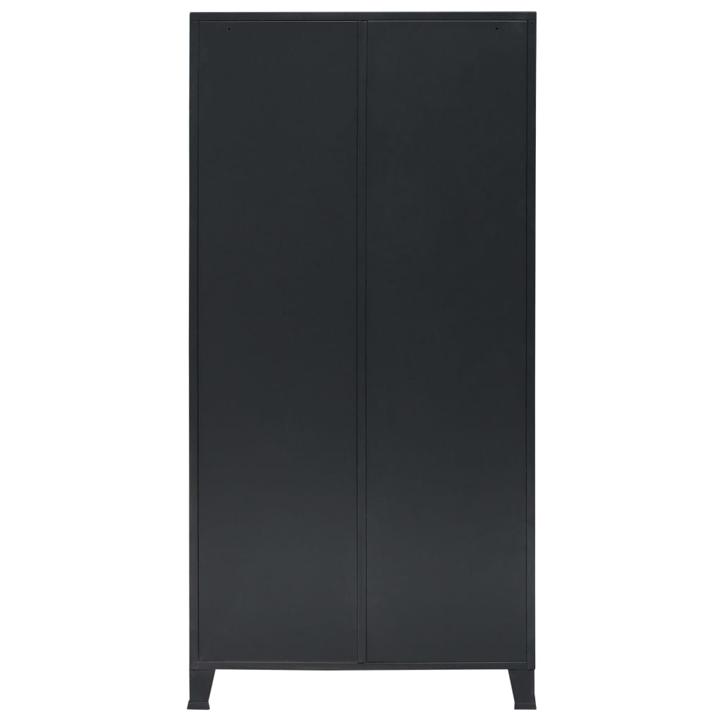 Ipari stílusú fekete fém ruhásszekrény 90 x 40 x 180 cm 