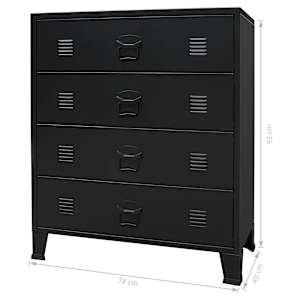 Skříň se zásuvkami kovová industriální styl 78x40x93 cm černá - obrázek 11