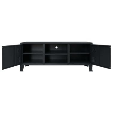 Vidaxl Tv Cabinet Metal Industrial Style 47 2 X13 8 X18 9 Black