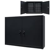 vidaXL Armário ferramentas parede industrial metal 80x19x60 cm preto