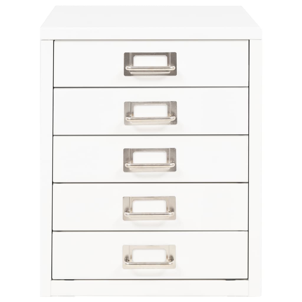 Kancelářská skříň s 5 zásuvkami 28 x 35 x 35 cm kovová bílá