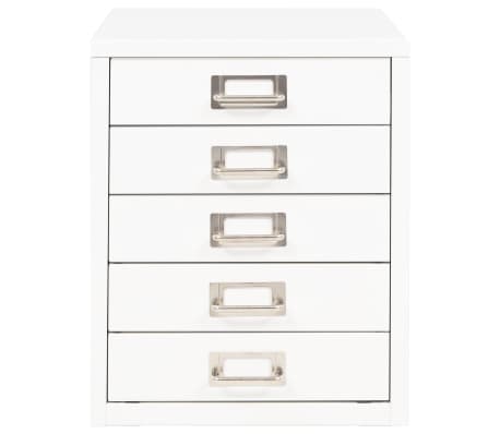 vidaXL Filing Cabinet with 5 Drawers Metal 11"x13.8"x13.8" White