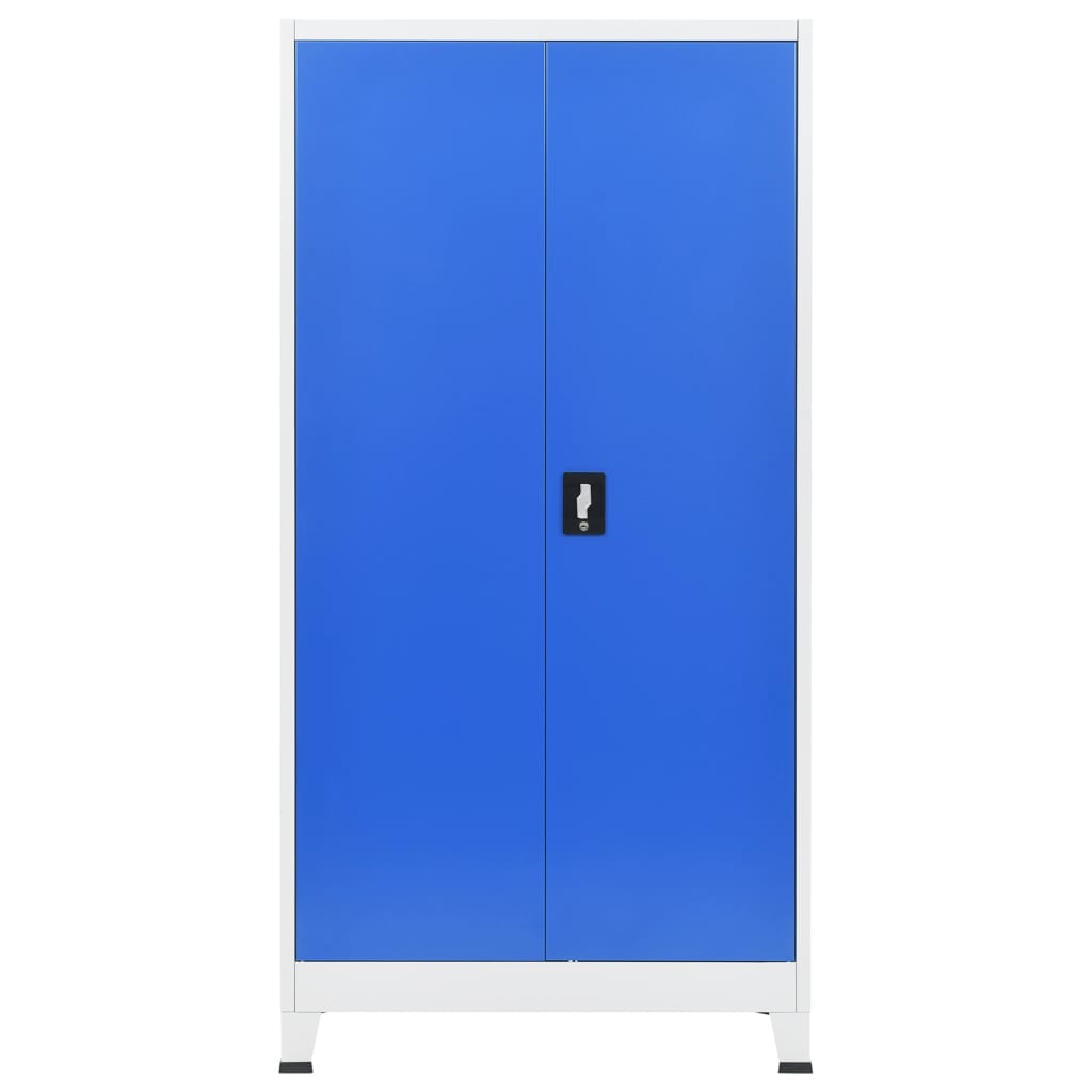 Szürke/kék fém irodaszekrény 90 x 40 x 180 cm 