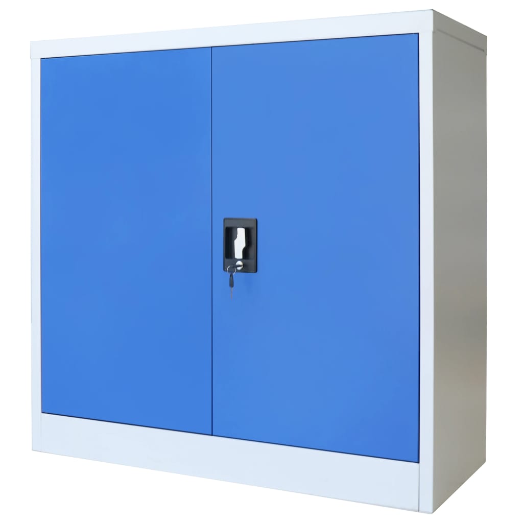 vidaXL Büroschrank Metall 90 x 40 x 90 cm Grau und Blau