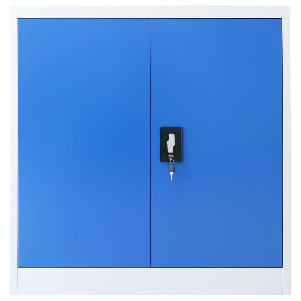Szürke/kék fém irodaszekrény 90 x 40 x 90 cm 
