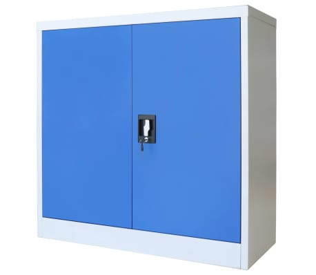 vidaXL Büroschrank Metall 90 x 40 x 90 cm Grau und Blau