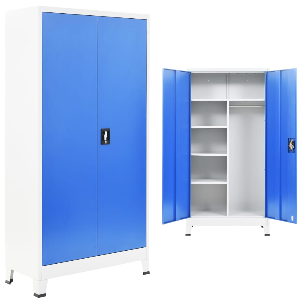 vidaXL Dulap vestiar cu 2 uși, metal, 90x40x180 cm, gri și albastru vidaxl.ro