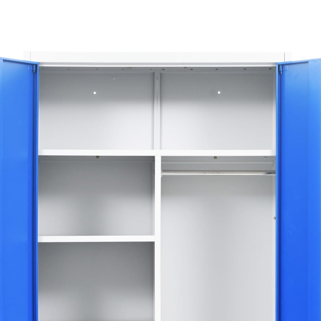 2 ajtós szürke/kék fém öltözőszekrény 90 x 40 x 180 cm 