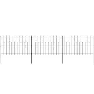 vidaXL Apsaug. strypų tvora, juoda, plienas, 600x120cm