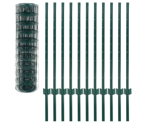 vidaXL Euro Fence Steel 20x1 m Green