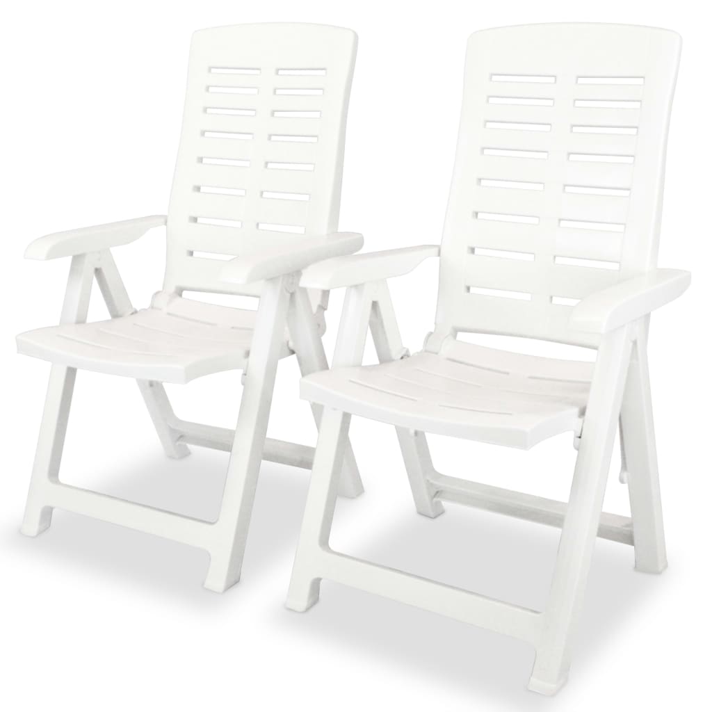 Image of vidaXL Reclining Garden Chairs 2 pcs Plastic White