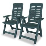 vidaXL Verstellbare Gartenstühle 2 Stk. Kunststoff Grün