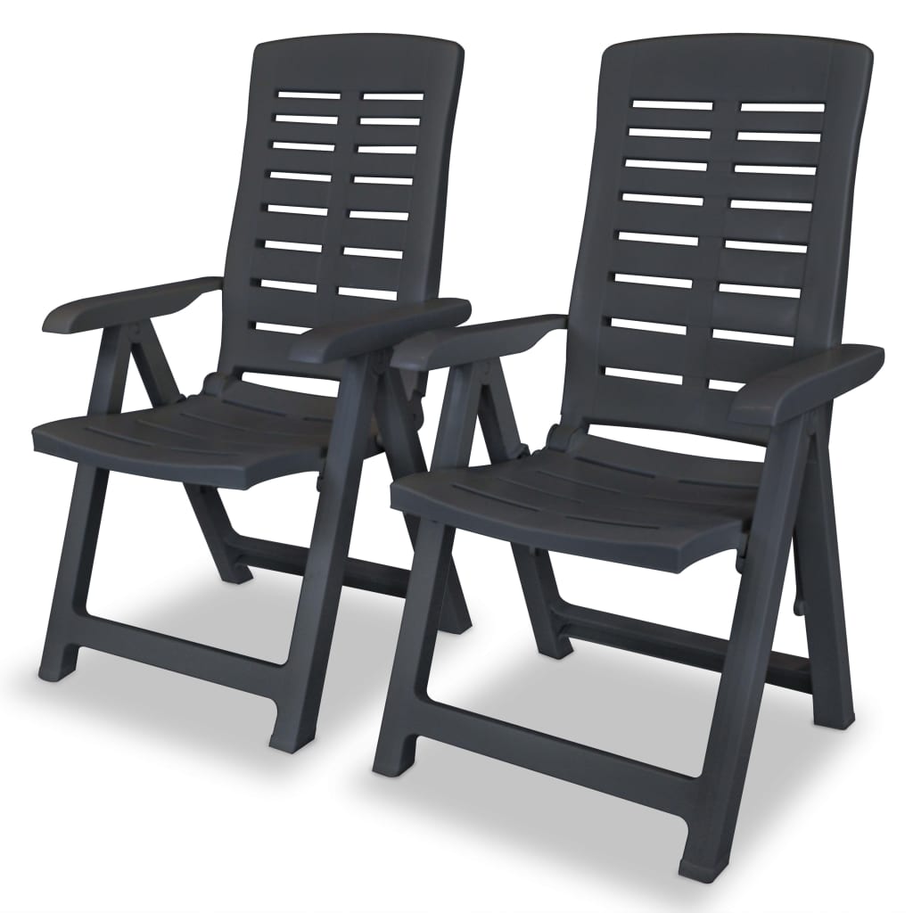  Reclining Garden Chairs Outdoor Chair Armchair Folding Chair Plastic vidaXL