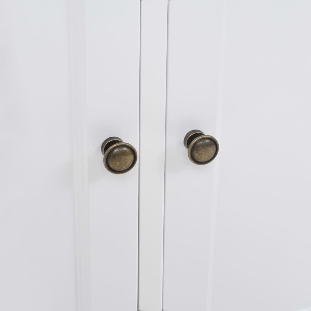 3 ajtós MDF és fenyőfa tálalószekrény 105 x 35 x 77,5 cm 