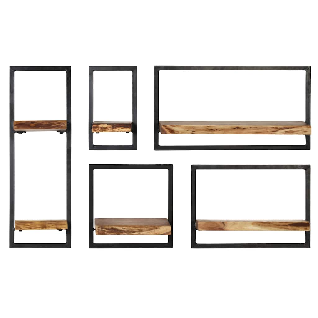 Set D'étagères Murales 5 Pcs Bois D'acacia Massif Et Acier VidaXL 13 width=274