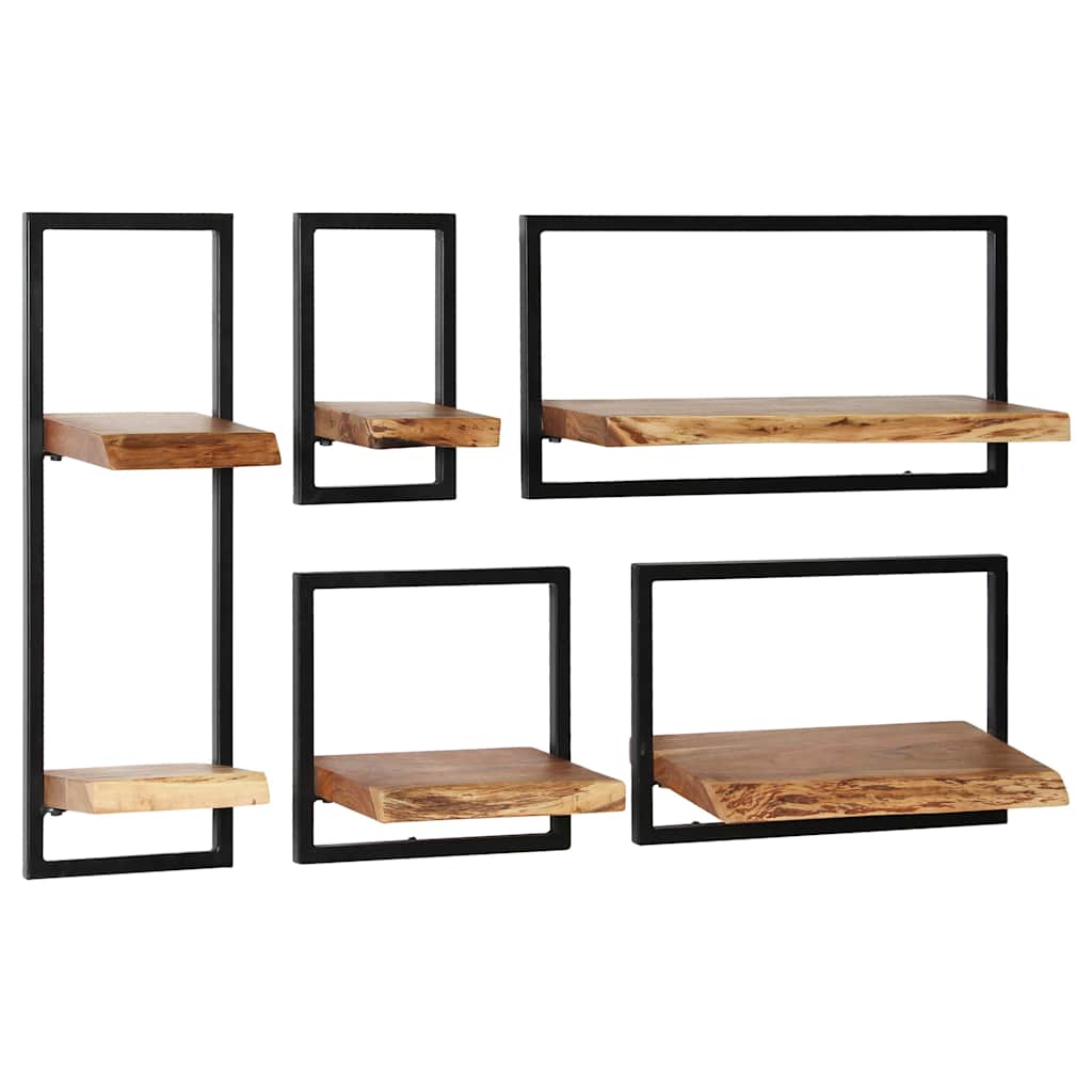 Set D'étagères Murales 5 Pcs Bois D'acacia Massif Et Acier VidaXL 21 width=274