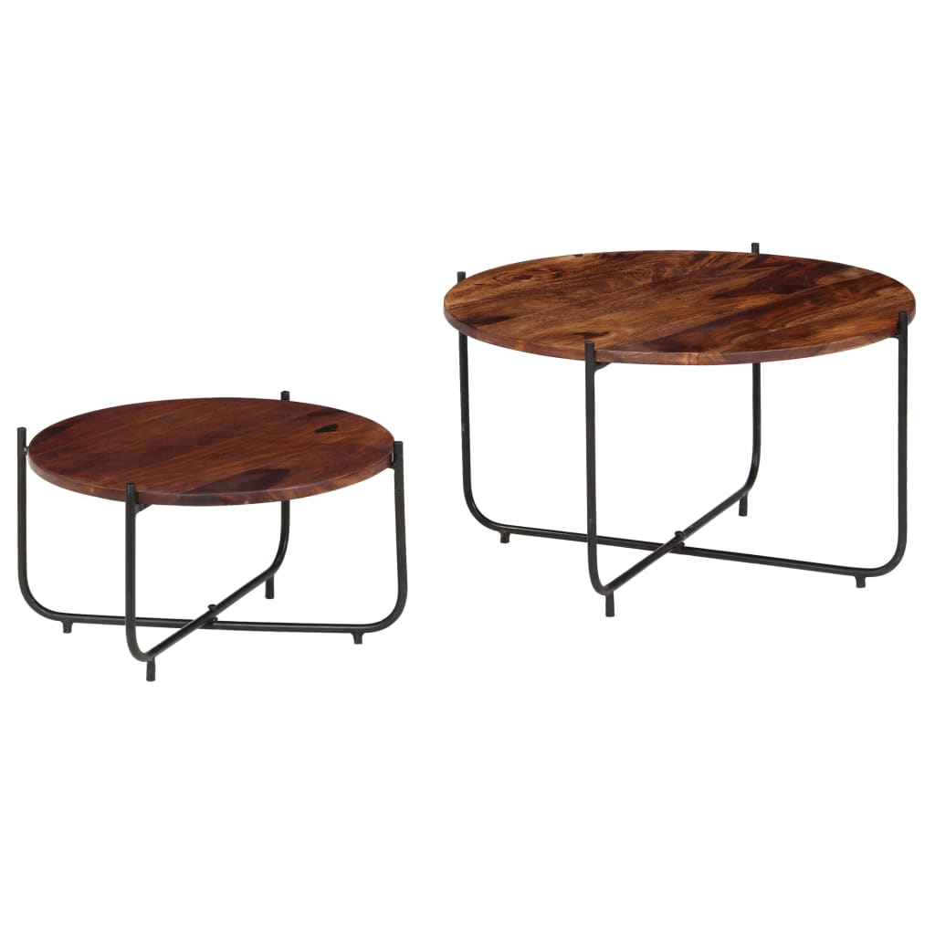 vidaXL 2 db tömör akácfából dohányzóasztal 60 x 35 cm
