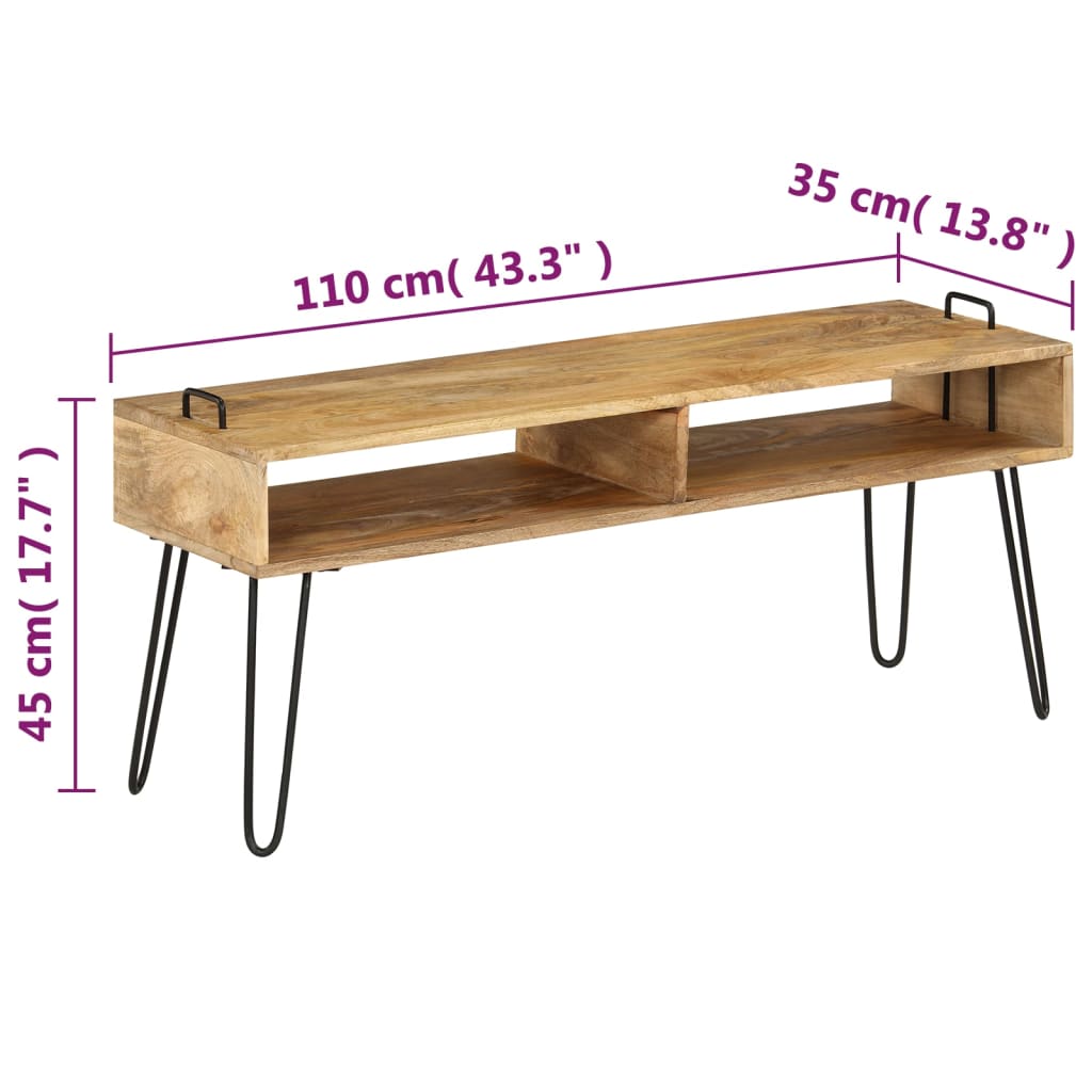 Szafka pod telewizor, lite drewno mango, 110 x 35 x 45 cm