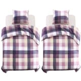 vidaXL Set Copripiumino 4 pz Stampa a Scacchi Viola 155x200/80x80 cm