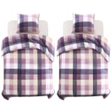 vidaXL Set Copripiumino 4 pz Stampa a Scacchi Viola 140x220/60x70 cm
