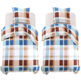 vidaXL Dekbedovertrekset oranje geruit 155x200/80x80 cm 4-delig