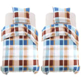 vidaXL Dekbedovertrekset oranje geruit 155x220/80x80 cm 4-delig