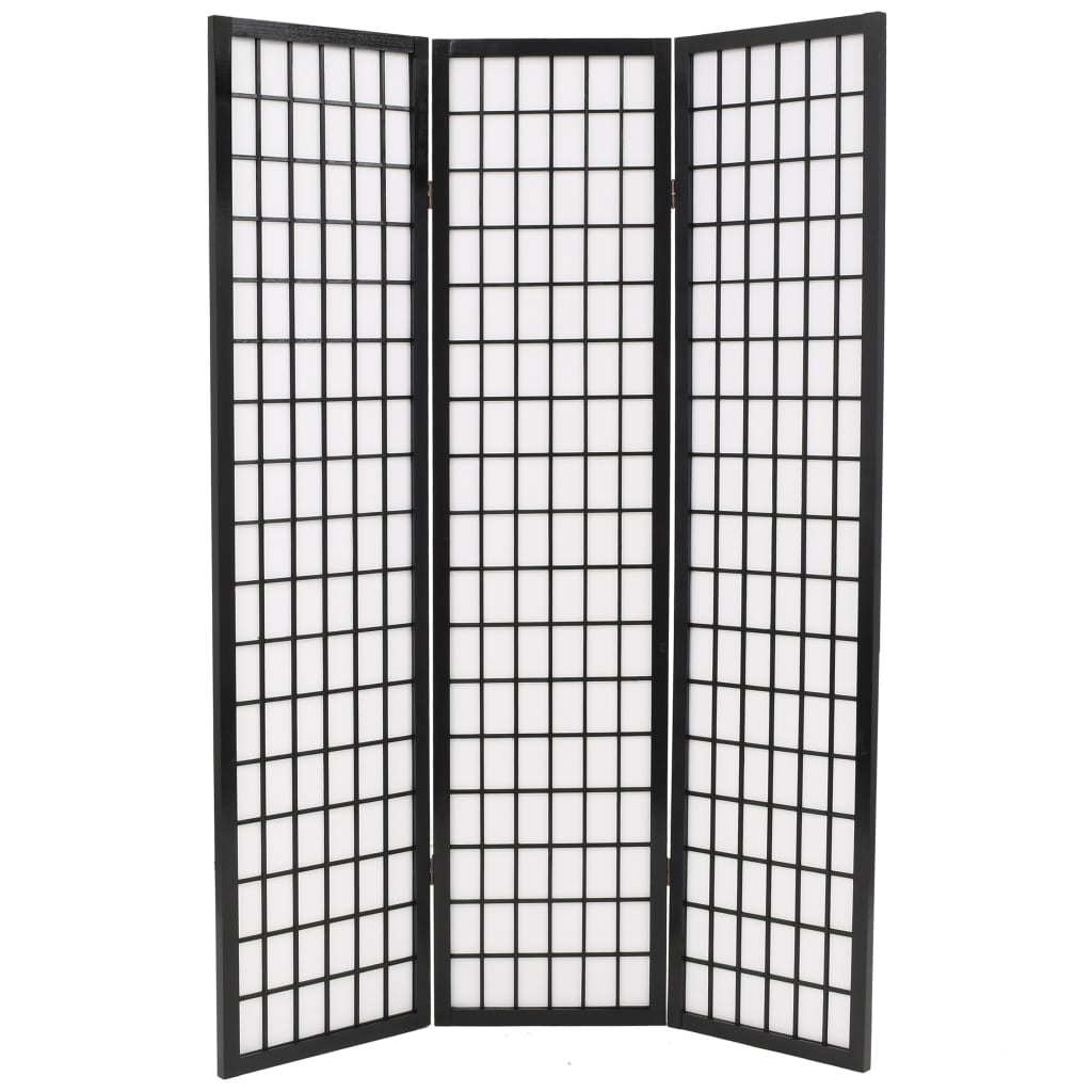 vidaXL Składany parawan 3-panelowy w stylu japońskim, 120x170, czarny