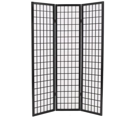 vidaXL Folding 3-Panel Room Divider Japanese Style 120x170 cm Black