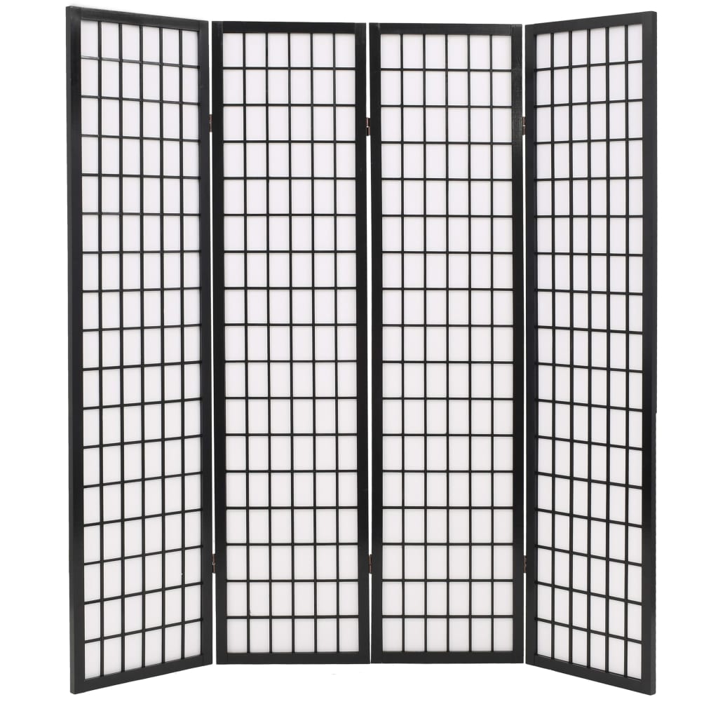 vidaXL Folding 4-Panel Room Divider Japanese Style 63"x66.9" Black