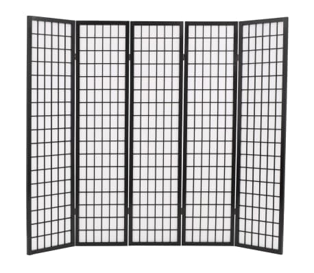 vidaXL Folding 5-Panel Room Divider Japanese Style 78.7"x66.9" Black